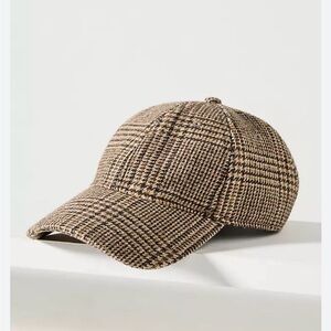 Anthropologie Brown Plaid Cap